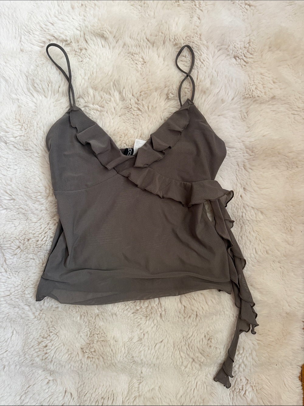 H&M Women's Ruffle Wrap Cami Top - Gray